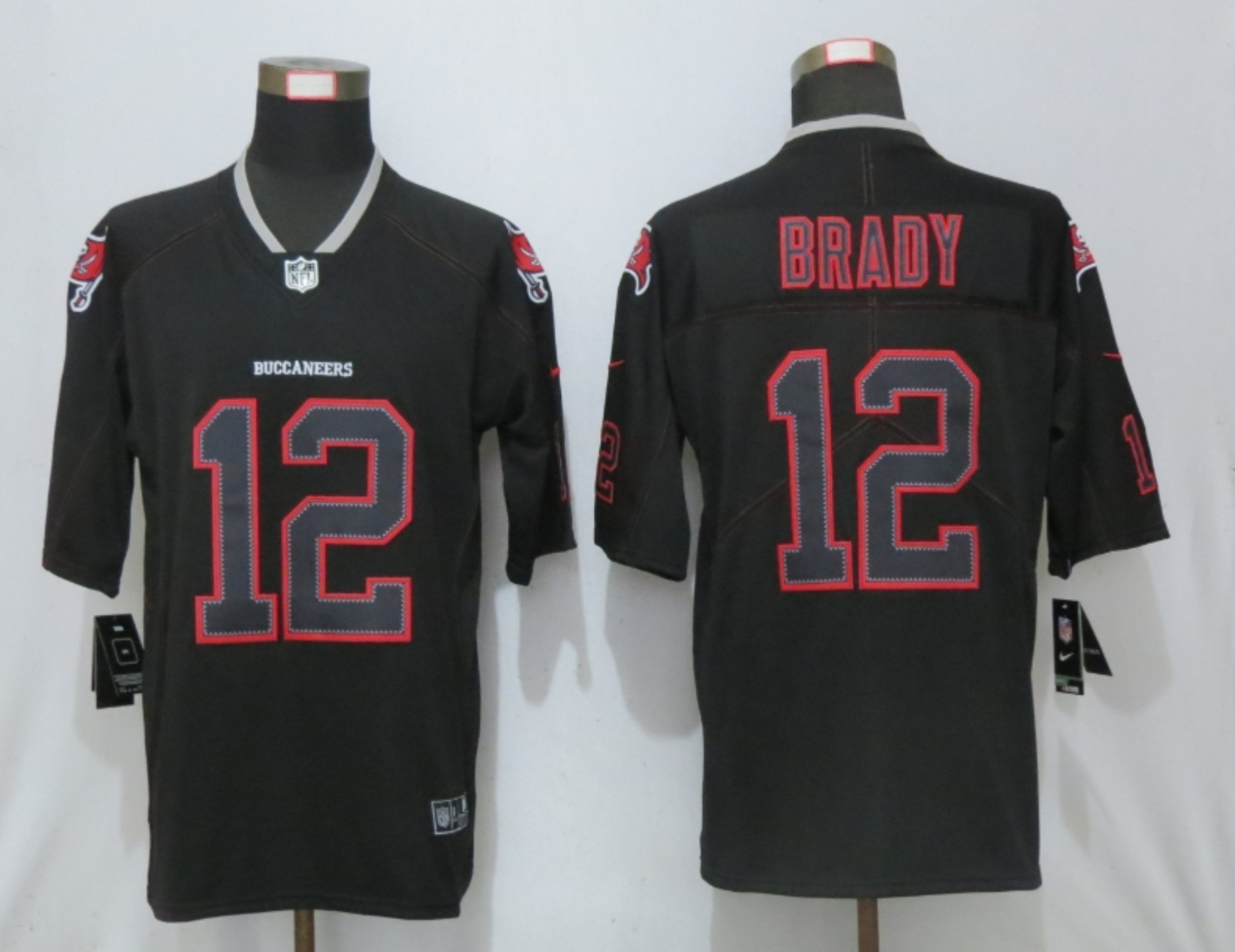 Men New Nike Tampa Bay Buccaneers #12 Brady Lights Out Black Elite Jerseys